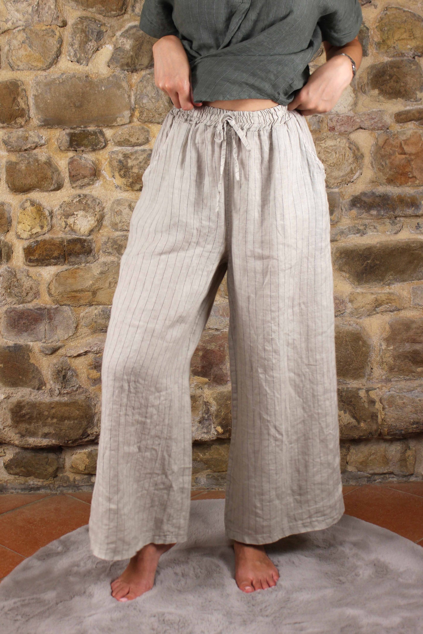 Pinstriped trousers