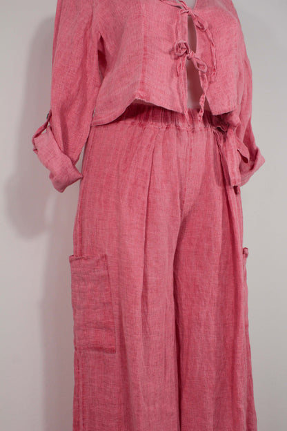 Pantalone cargo in lino