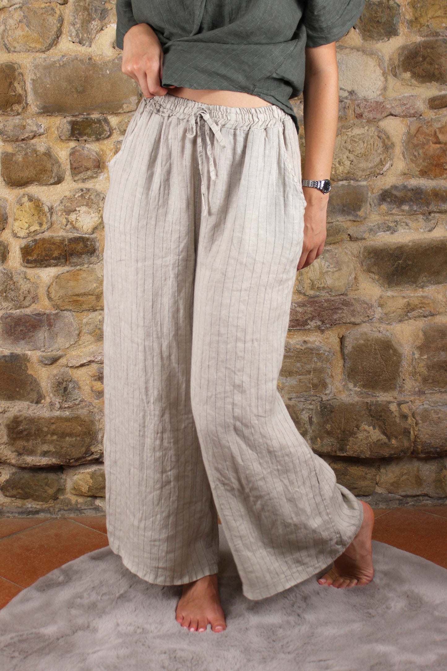 Pinstriped trousers